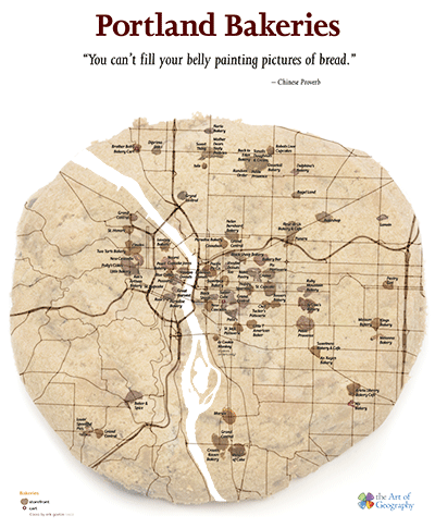 Thumbnail of the Portland Bakery Map by the Art of Geography. This is a copyrighted work. 